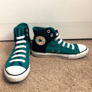 Black & Teal Converse (no-tie)